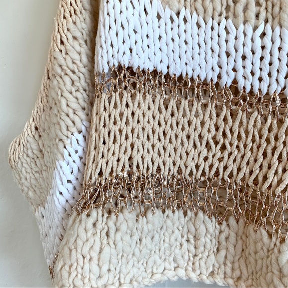 Free People Cropped Knit Sparkle Oversized Sweater - Picture 4 of 14